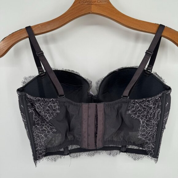 Victoria's Secret Lace Underwire Bustier bra Adjustable Straps gray lavendar 34d - Picture 7 of 7